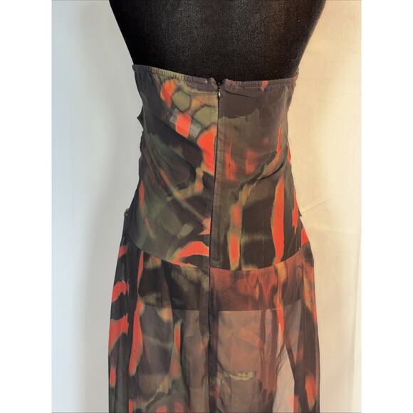 Shape Black Chiffon Tiger Printed Bandeau Cut Out Split Maxi Dress. - Picture 7 of 9